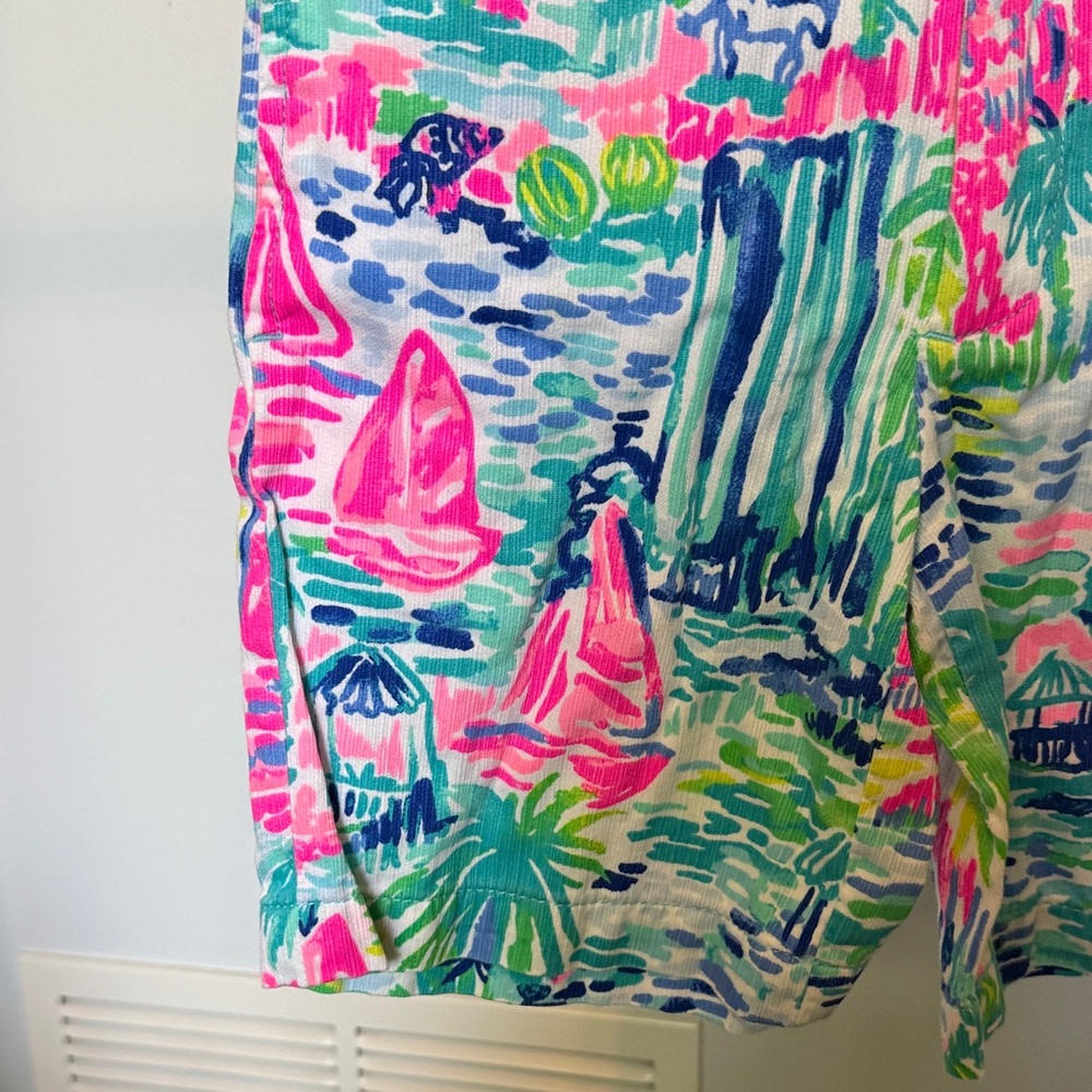 Lilly Pulitzer Tropical Scene Cotton Shorts - Pink, Blue & Green - Picture 3 of 5
